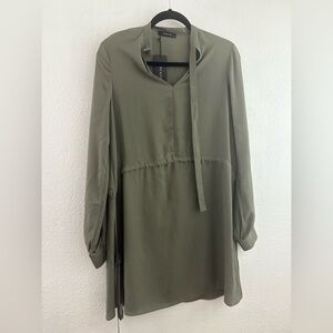 Trendyol long sleeve green shirt dress waist drawstring size 38/6